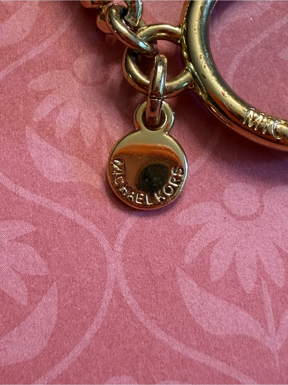 Michael Kors Gold-Tone 'S' Crystal Disc Keychain